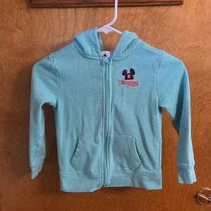 Disney Parks Kids “Play In The Parks” Teal Zipper Hoodie - Size 5/6